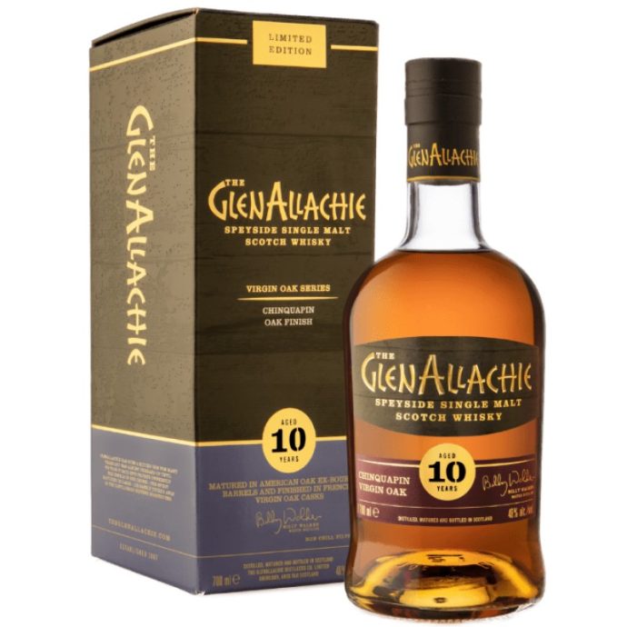 GlenAllachie 10 Year Old Chinquapin Oak Finish Speyside Single Malt Scotch Whisky 70cl