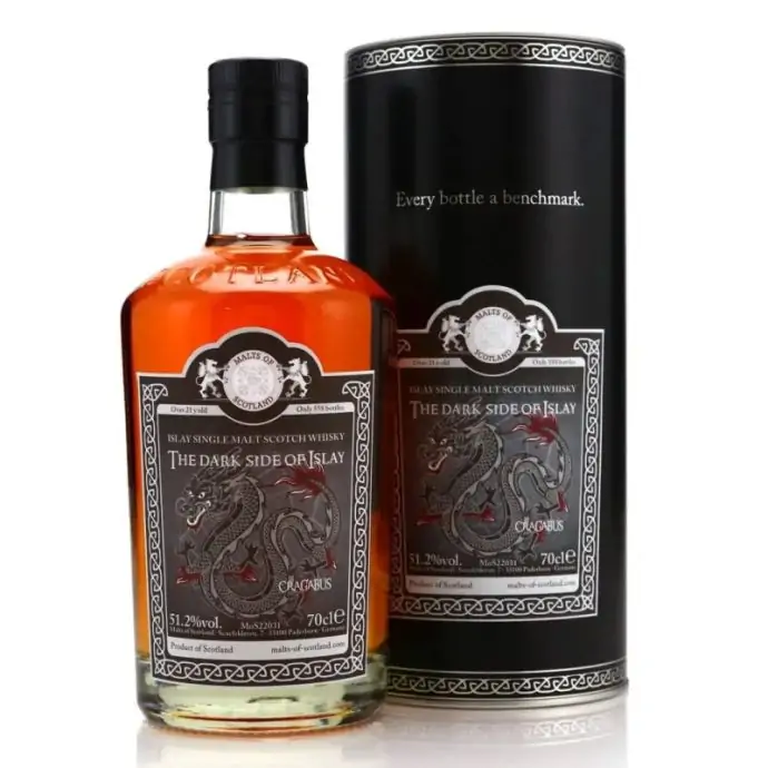 The Dark Side of Islay 'Cragabus' 21 Year Old Malts of Scotland Islay Single Malt Scotch Whisky 70cl